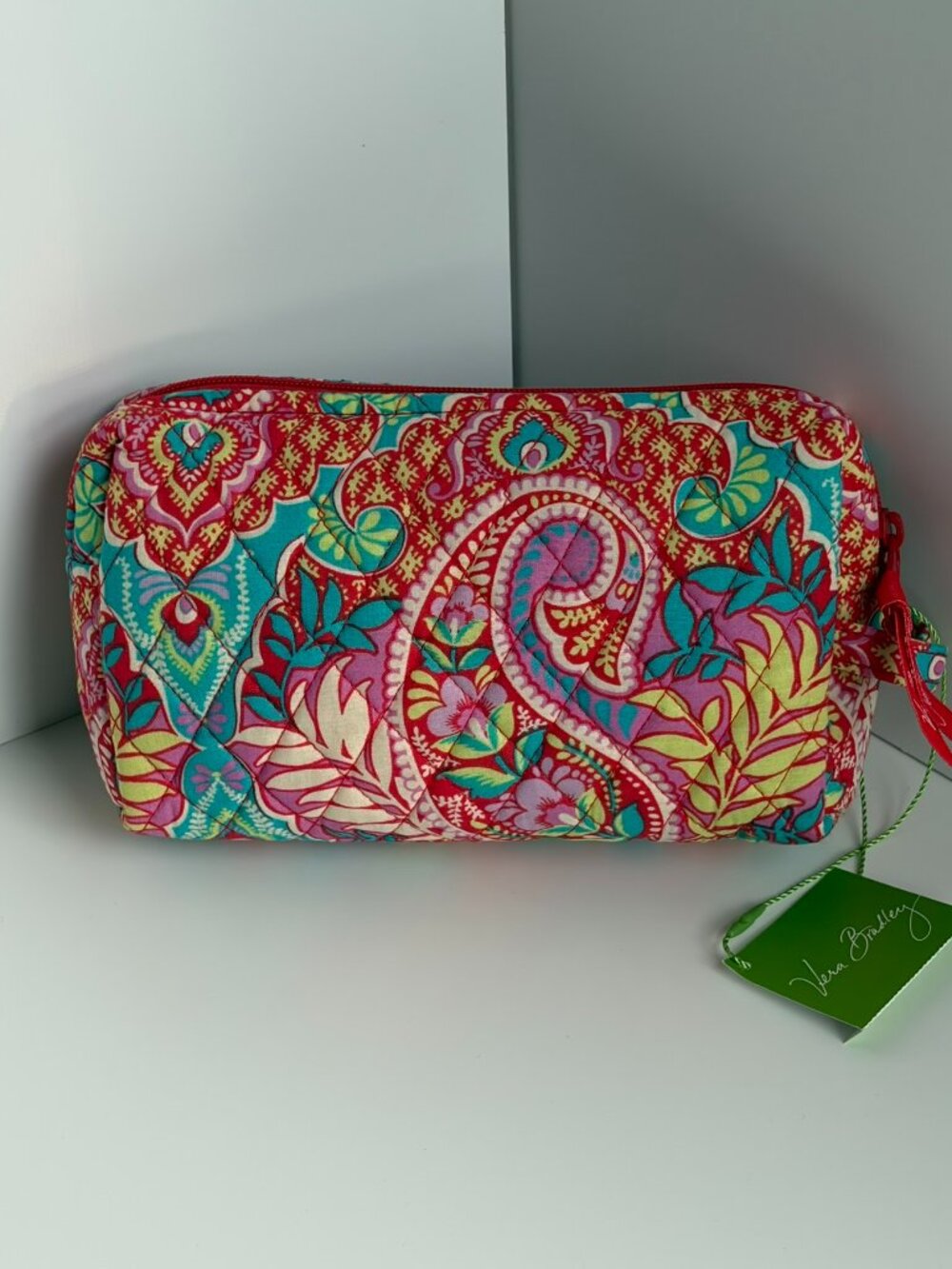 NWT Vera Bradley Medium Cosmetic Bag Paisley Makeup Pouch Bonus Concealer Brush